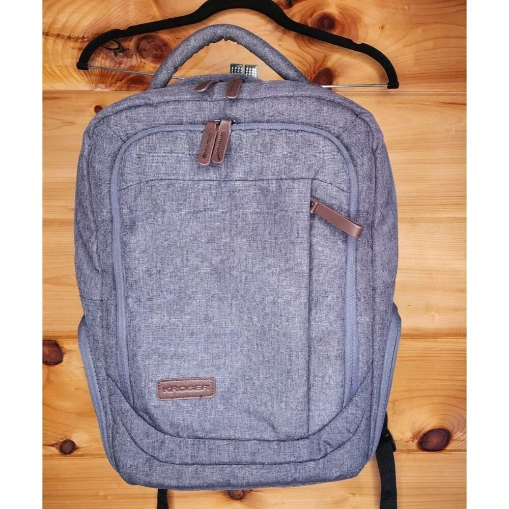 KROSER 17 Inch Travel Computer Backpack Gray Charger Cable